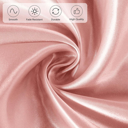 120 Inches Round Satin Tablecloths Rose Gold Overlay Round Satin Table Cover Bright Silk Tablecloth Smooth Fabric Tablecloth for Wedding Banquet Table Decoration