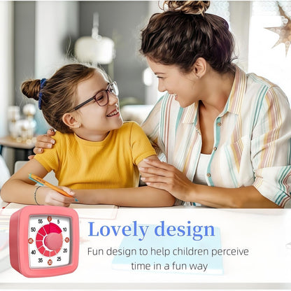 Visual Timer for Kids, 60-Minute Countdown Timer for Classroom Office Kitchen, Pomodoro Timer with Silent Operation，Time Management Tools with Colorful Pattern(Pink)
