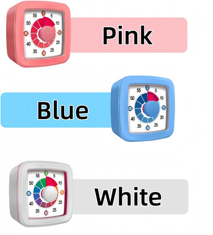 Visual Timer for Kids, 60-Minute Countdown Timer for Classroom Office Kitchen, Pomodoro Timer with Silent Operation，Time Management Tools with Colorful Pattern(Pink)