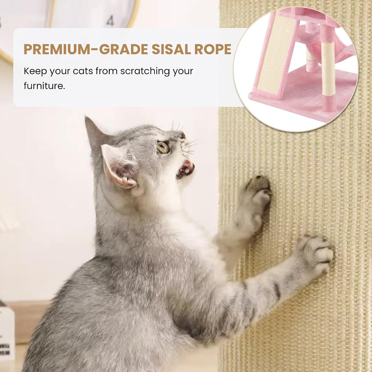 65in Larger Cat Tree Tower Condo for Indoor Kitties/Multi-Level Furniture Activity Center with Wide Base/Cozy Plush Cat Perches/Baskets/Sisal Scratching Posts and Hammock/Pink