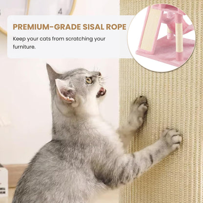 65in Larger Cat Tree Tower Condo for Indoor Kitties/Multi-Level Furniture Activity Center with Wide Base/Cozy Plush Cat Perches/Baskets/Sisal Scratching Posts and Hammock/Pink