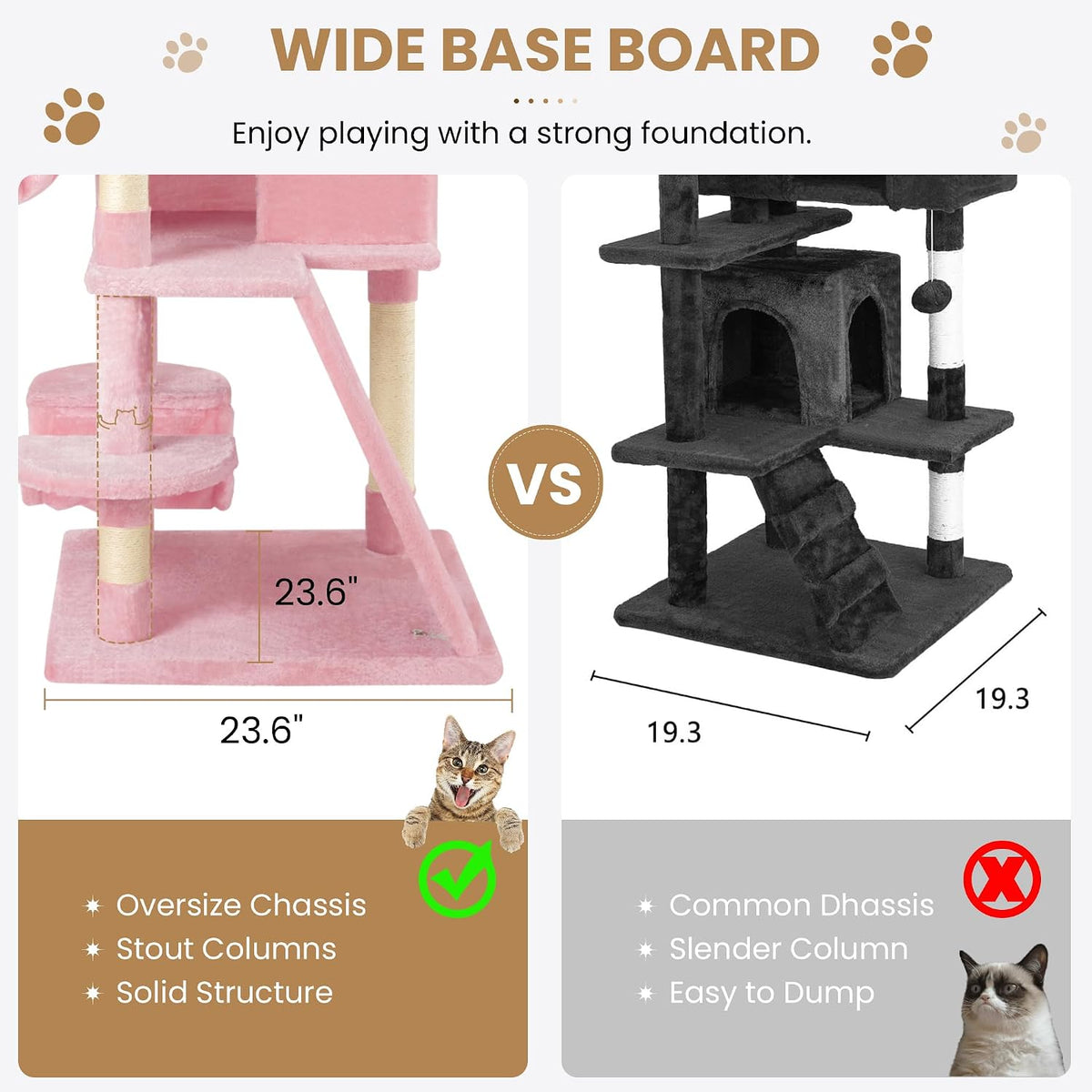 65in Larger Cat Tree Tower Condo for Indoor Kitties/Multi-Level Furniture Activity Center with Wide Base/Cozy Plush Cat Perches/Baskets/Sisal Scratching Posts and Hammock/Pink