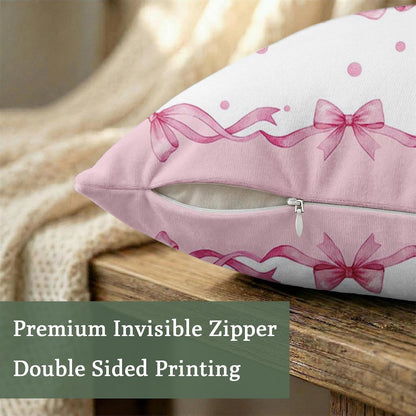 Throw Pillow Covers Set of 6, 18 x 18 Inch, Bow Pink Preppy