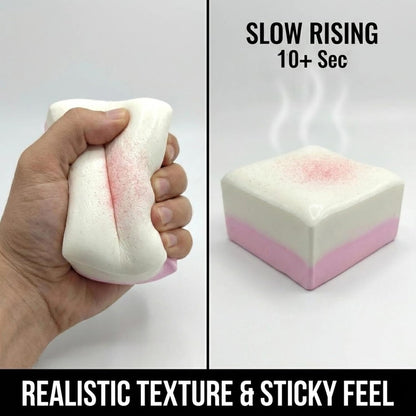 Dual Color Toast Slow Rising Squishy, Soft Foam Food Fidget (Pink-White)