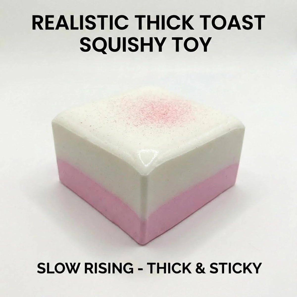 Dual Color Toast Slow Rising Squishy, Soft Foam Food Fidget (Pink-White)