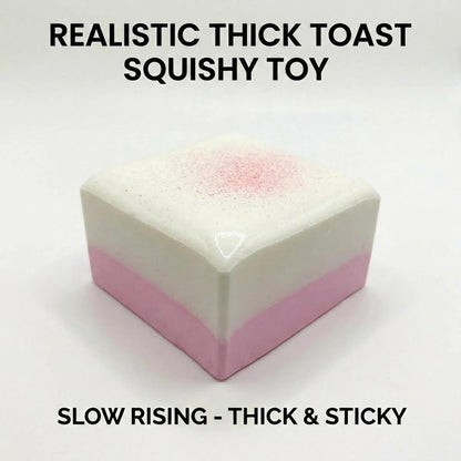 Dual Color Toast Slow Rising Squishy, Soft Foam Food Fidget (Pink-White)