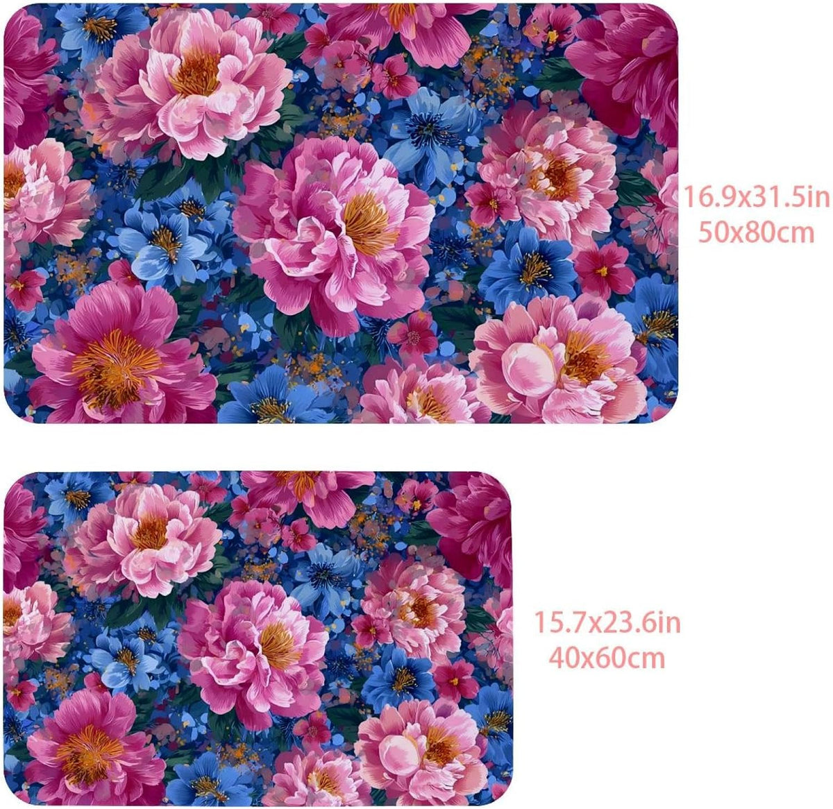 Non-Slip Soft Memory Foam Bathroom Rugs Mat, Quick Dry Machine Wash Super Absorbent Leathaire Comfortable Bathmat Carpet for Floor 20''x31'',Vibrant Pink Floral