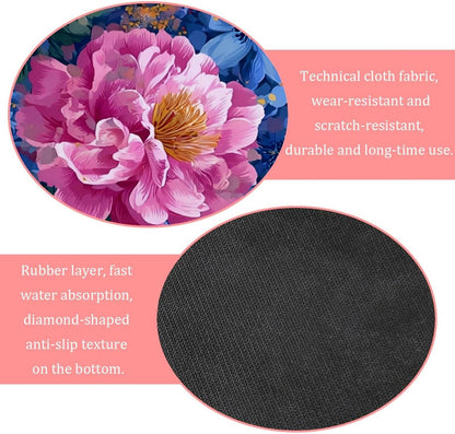 Non-Slip Soft Memory Foam Bathroom Rugs Mat, Quick Dry Machine Wash Super Absorbent Leathaire Comfortable Bathmat Carpet for Floor 20''x31'',Vibrant Pink Floral
