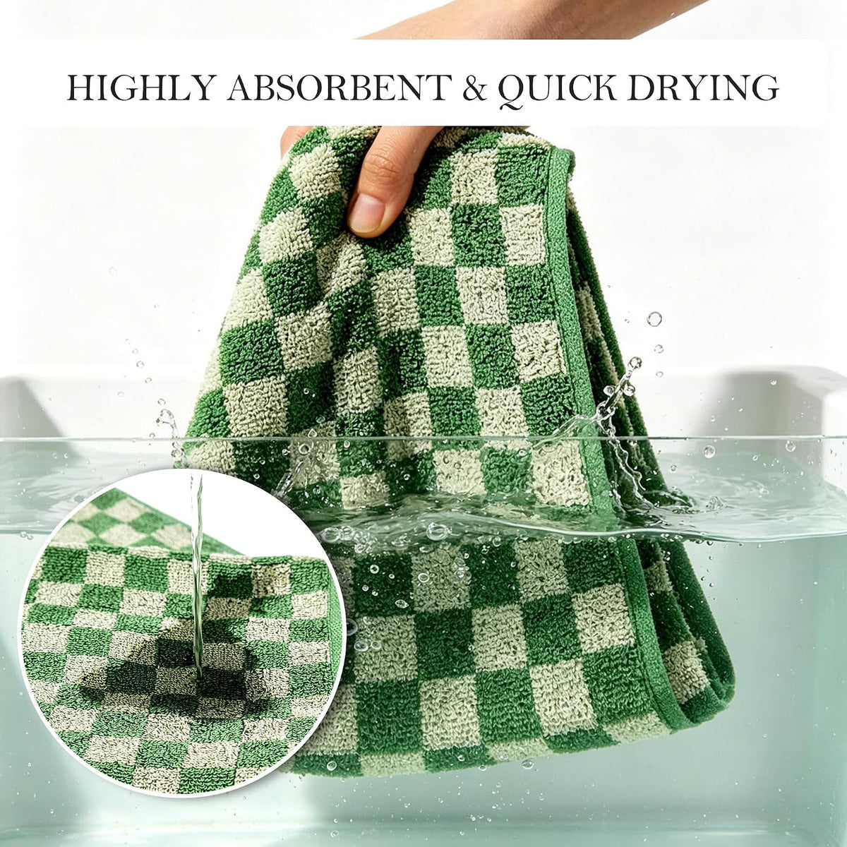 Checkered Bath Towels Set of 3, 100% Cotton Bath Towels Large, 600GSM, 55 * 28 in, Luxury Shower Towels for Bathroom, Soft Absorbent Quick-Dry（Orange+Dark Green+Pink）