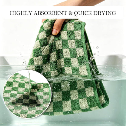 Checkered Bath Towels Set of 3, 100% Cotton Bath Towels Large, 600GSM, 55 * 28 in, Luxury Shower Towels for Bathroom, Soft Absorbent Quick-Dry（Orange+Dark Green+Pink）
