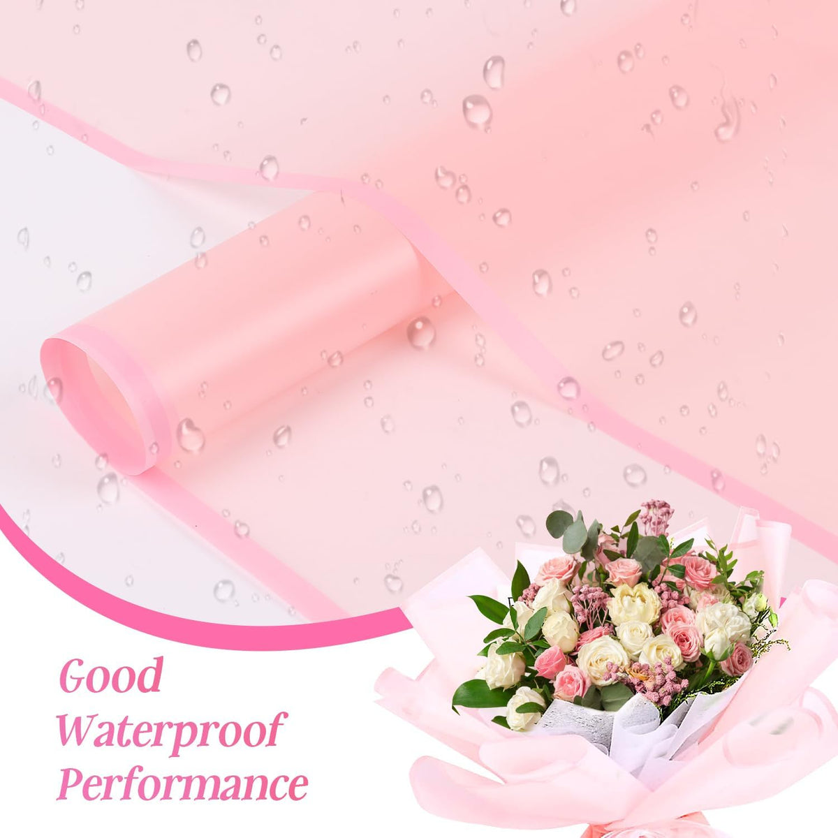 20 Sheets Pink Flower Wrapping Paper,Waterproof Fresh Flower Packing Material Florist Bouquet Supplies DIY Craft Gift Packing