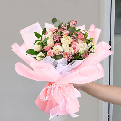 20 Sheets Pink Flower Wrapping Paper,Waterproof Fresh Flower Packing Material Florist Bouquet Supplies DIY Craft Gift Packing