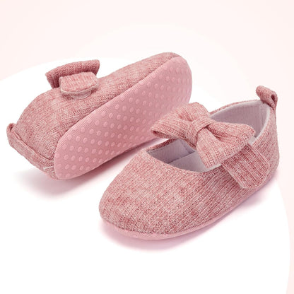 Baby Girls Mary Jane Flats with Bow Soft Sole Non-Slip Crib Shoes Infant Toddler First Walkers Princess Dress Shoes