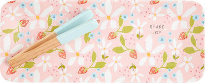 Berry Floral Melamine Set, tray 6" x 15" | tongs 7", Pink