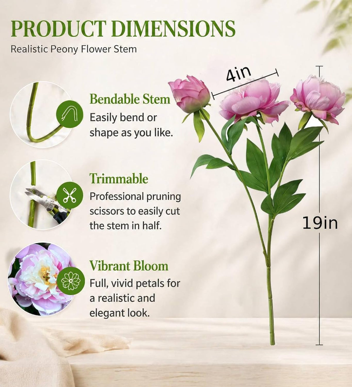 4 Pcs Silk Peonies Artificial Flowers Bulk Faux Peony Bouquet Fake Flower for Wedding Bridal Shower Centerpieces DIY Floral Arrangements Home Party Decorations (Peach Red)