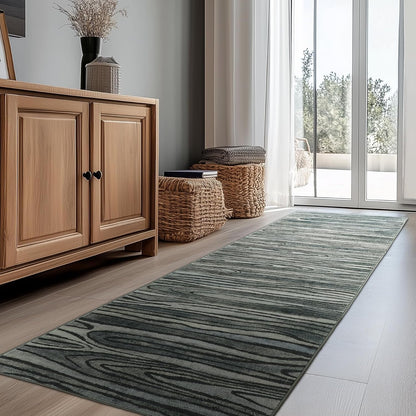 2.6x8 Hallway Runner Rug Washable Kitchen Non Slip Area Rugs Stripe Modern Abstract Throw Rugs Stain Resistant Low Pile Rug for Entryway, Laundry, Bathroom