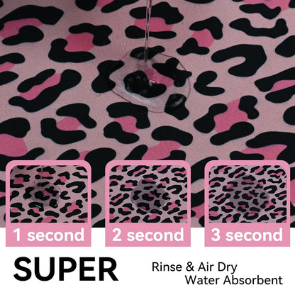 3Pcs Pink Leopard Print Bathroom Mat Set, Cute Girly Cheetah Rugs