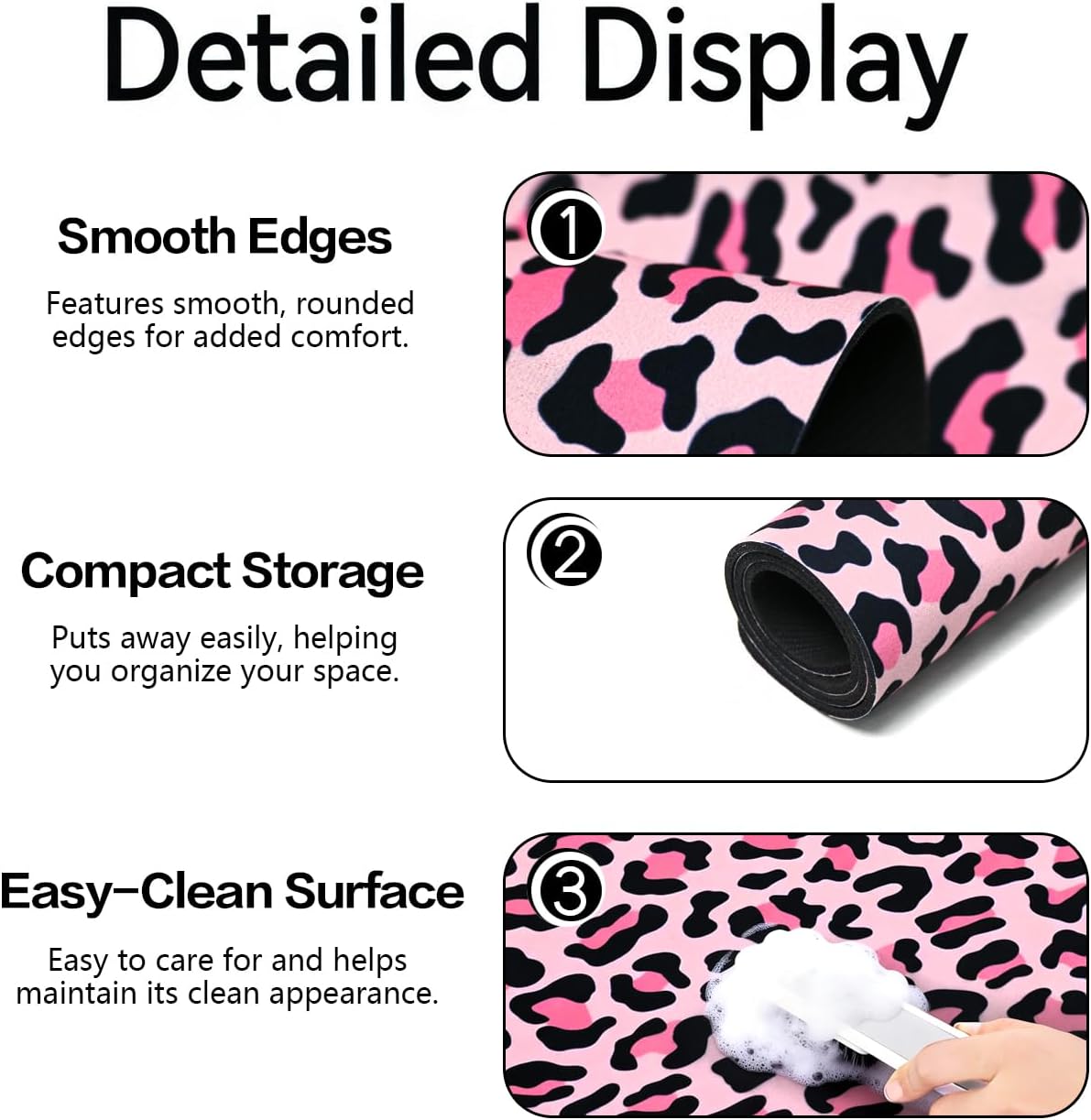 3Pcs Pink Leopard Print Bathroom Mat Set, Cute Girly Cheetah Rugs
