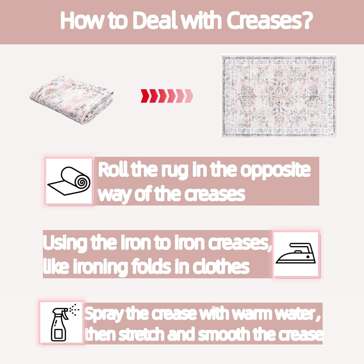Washable Pink Area Rugs 9x12 for Living Room, Soft Non-Slip Large Pink Rug for Bedroom, Ultra-Thin Faux Wool Rugs Boho Carpet for Girls Room Nursery, Blush/Pinks
