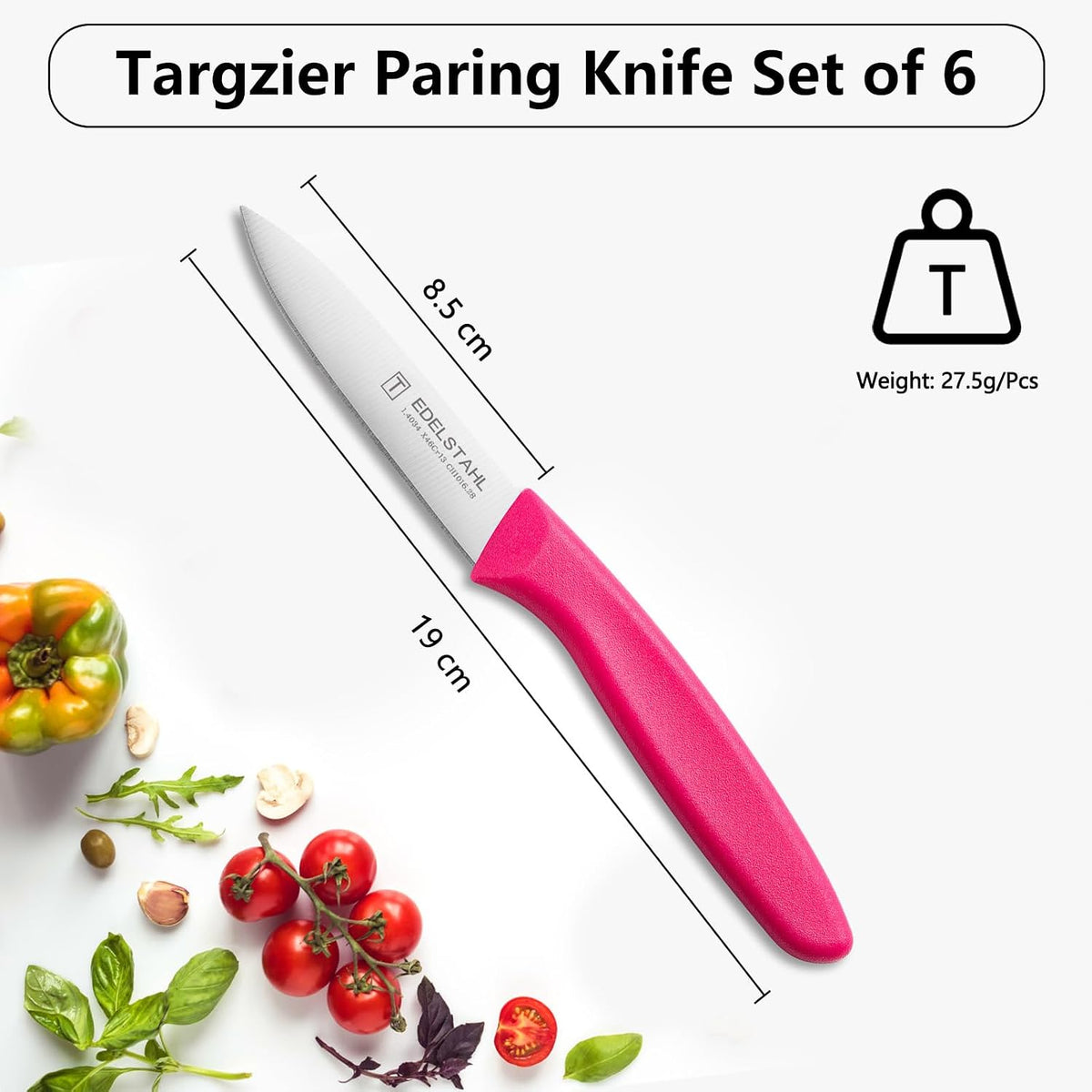 Paring Knives Set of 6,Vegetable&Fruit Knife Set,Small Knife,Pink