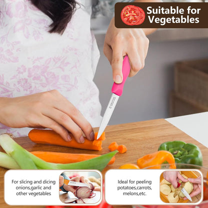 Paring Knives Set of 6,Vegetable&Fruit Knife Set,Small Knife,Pink