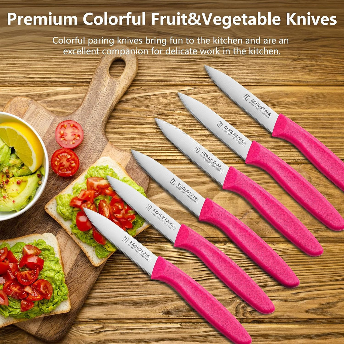 Paring Knives Set of 6,Vegetable&Fruit Knife Set,Small Knife,Pink