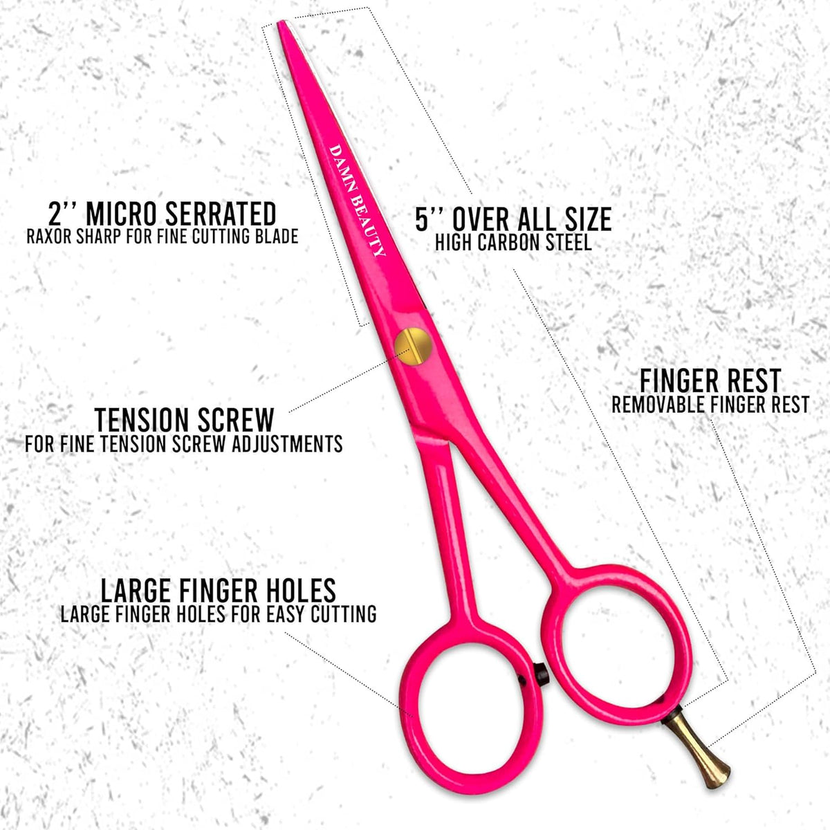 5.5"Professional Hair and Beard Scissor For Men & Women German Shears Use for Facial Hair, Trimming, Grooming, Cutting, and Styling of Beard (Pink)