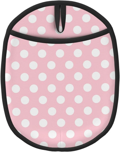 Light Pink Polka Dot Print Pot Holders for Kitchen 1 PC - Heat Resistant Oven Mitts Hot Pads with Pocket, Silicone Pot Holders with Hanging Loop, Non Slip Potholders for Kitchen Baking Cooking