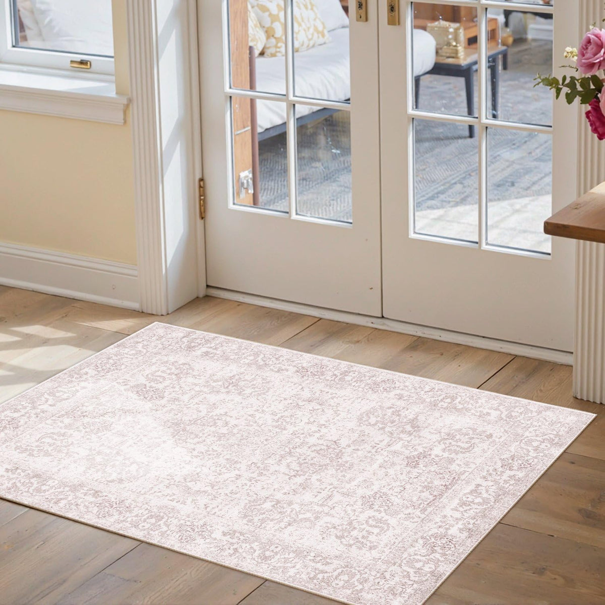 2x3 Pink Washable Entryway Rug,Small Door Mat for Bathroom Kitchen