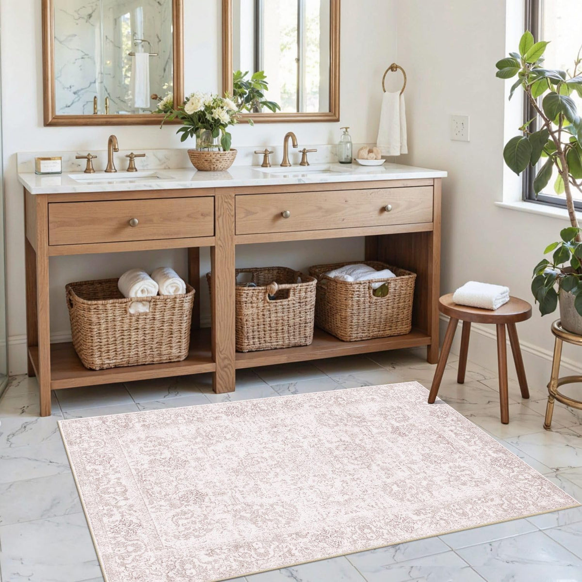 2x3 Pink Washable Entryway Rug,Small Door Mat for Bathroom Kitchen