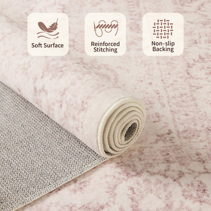 2x3 Pink Washable Entryway Rug,Small Door Mat for Bathroom Kitchen