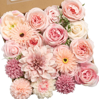 Artificial Flowers Combo Box Pink Fake Rose Flower for Wedding Decorations