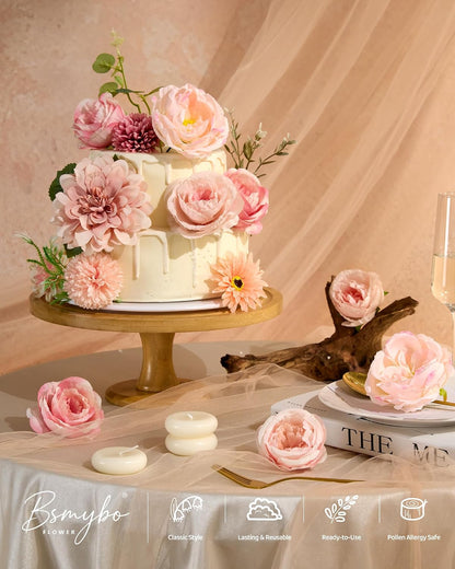 Artificial Flowers Combo Box Pink Fake Rose Flower for Wedding Decorations