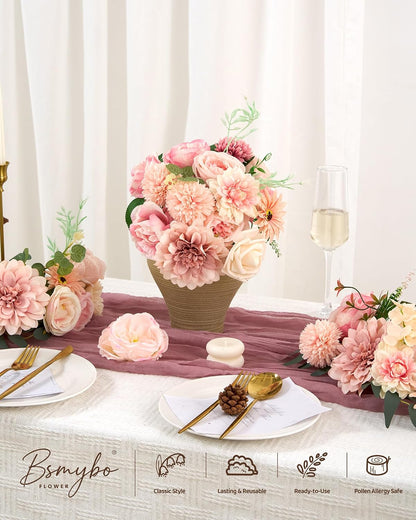 Artificial Flowers Combo Box Pink Fake Rose Flower for Wedding Decorations