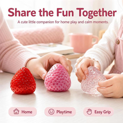 Handmade Strawberry Taba Squishy Toys: 3Pcs Ultra Squishies Squishy Fidget Toys Kawaii Squeeze Toys for Kids and Adults,Relieves Stress Anxiety Gifts for Birthday,Party (Pink Red Transparent Powder)