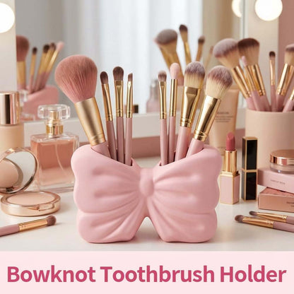 Pink Bow Toothbrush Holder Girly Bathroom Decor Gift