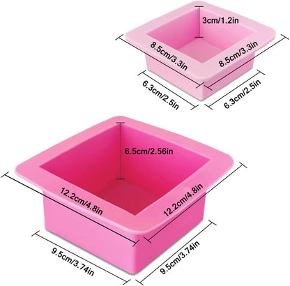 3 Pcs Non-Stick Square Baking Silicone Molds, Quick Release Bread Pan Bakeware Tray for Cheese Cake Tier Cake Handmade Toast Mold Bread Mould Soap Mold - Rose Red, Pink