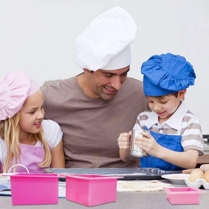 3 Pcs Non-Stick Square Baking Silicone Molds, Quick Release Bread Pan Bakeware Tray for Cheese Cake Tier Cake Handmade Toast Mold Bread Mould Soap Mold - Rose Red, Pink