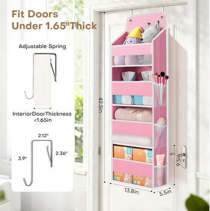 Over the Door Organizer, 4 Large Pocket Hanging Storage with 40lb Capacity
