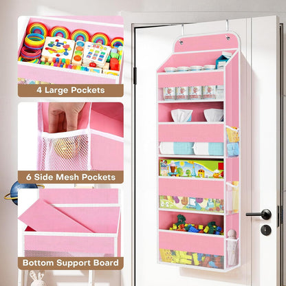 Over the Door Organizer, 4 Large Pocket Hanging Storage with 40lb Capacity