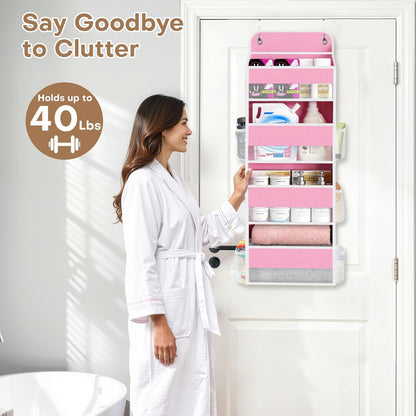 Over the Door Organizer, 4 Large Pocket Hanging Storage with 40lb Capacity
