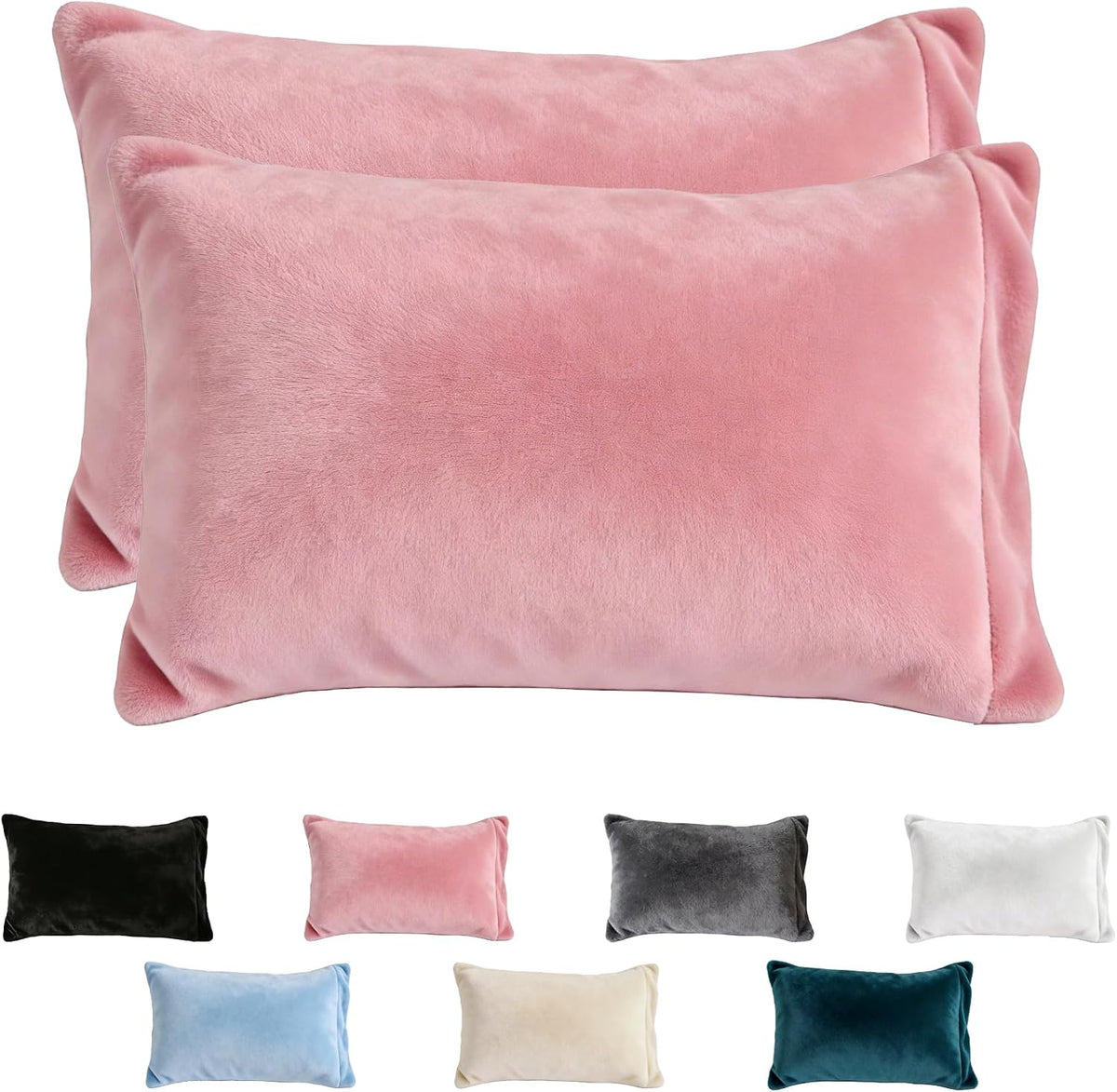 SDY Fleece Pillowcases Standard Set of 2, So Comfy & Gentle Fleece Pillow Covers for Sofa, Bedroom, Dorm, RV, Luxury Soft Velvet Pillow Shams Autumn Winter (20"x26", Pink)
