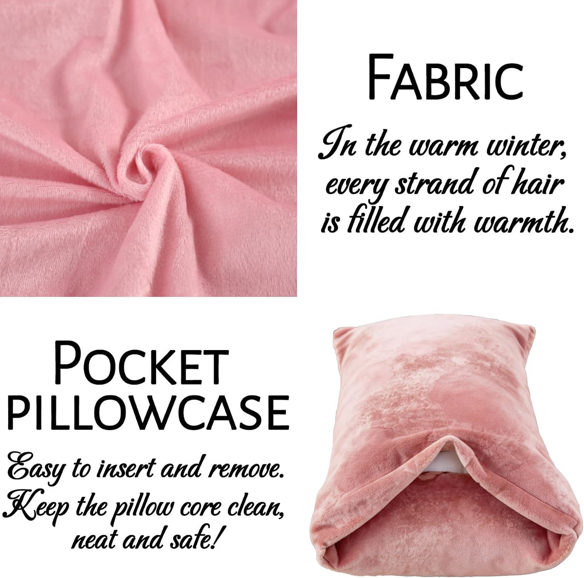 SDY Fleece Pillowcases Standard Set of 2, So Comfy & Gentle Fleece Pillow Covers for Sofa, Bedroom, Dorm, RV, Luxury Soft Velvet Pillow Shams Autumn Winter (20"x26", Pink)