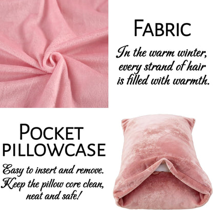 SDY Fleece Pillowcases Standard Set of 2, So Comfy & Gentle Fleece Pillow Covers for Sofa, Bedroom, Dorm, RV, Luxury Soft Velvet Pillow Shams Autumn Winter (20"x26", Pink)