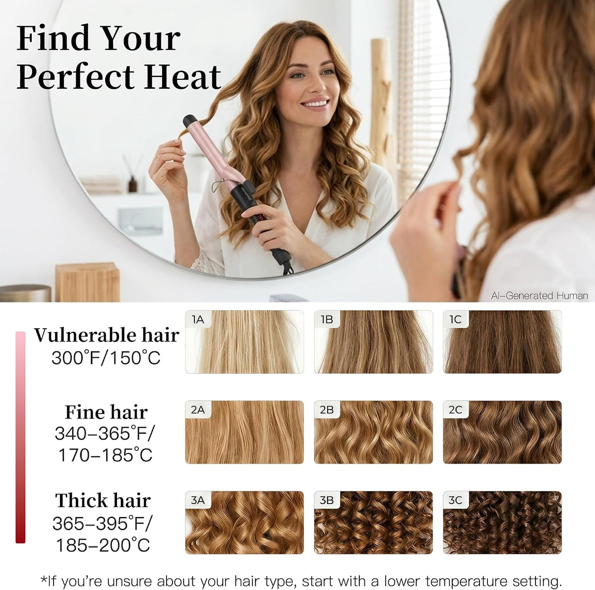 Ceramic Curling Iron, 1.25 Inch Barrel Hair Curler for Home