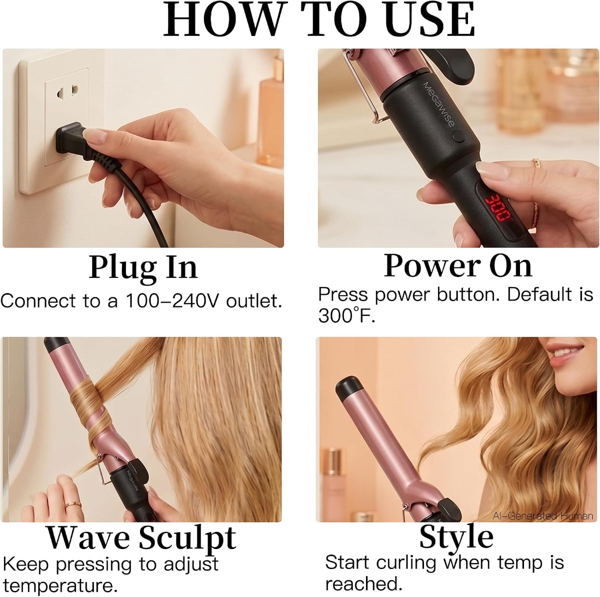 Ceramic Curling Iron, 1.25 Inch Barrel Hair Curler for Home