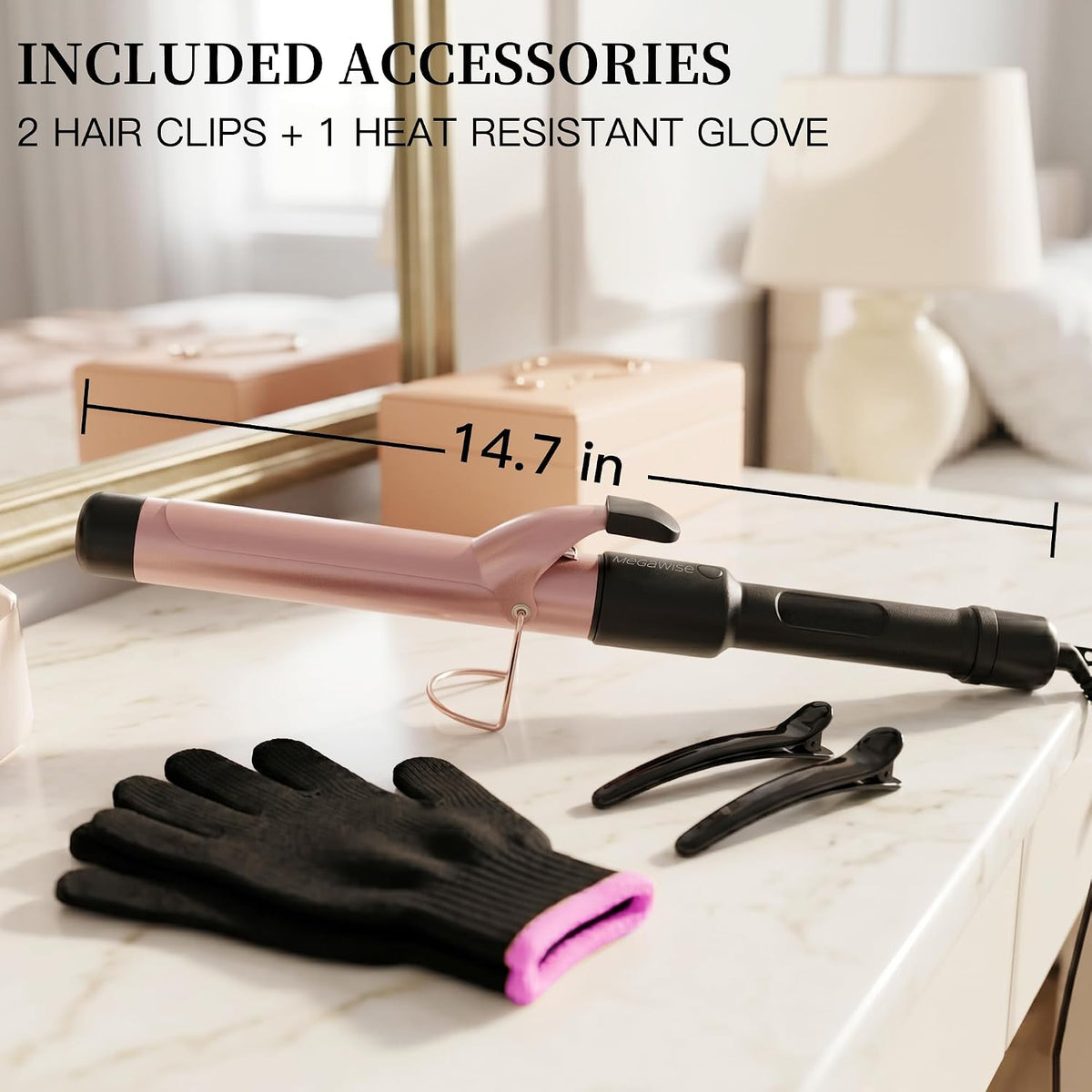 Ceramic Curling Iron, 1.25 Inch Barrel Hair Curler for Home