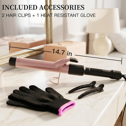 Ceramic Curling Iron, 1.25 Inch Barrel Hair Curler for Home