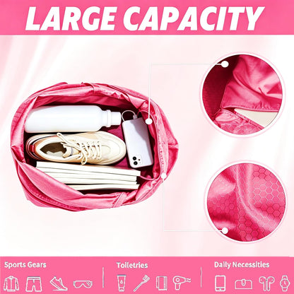 Sports Drawstring Backpack for Men, Waterproof Swim Gym Bag with Shoes Compartment for Women, Lightweight Pull String Sport Bag for Swim, Soccer, Pink&Large