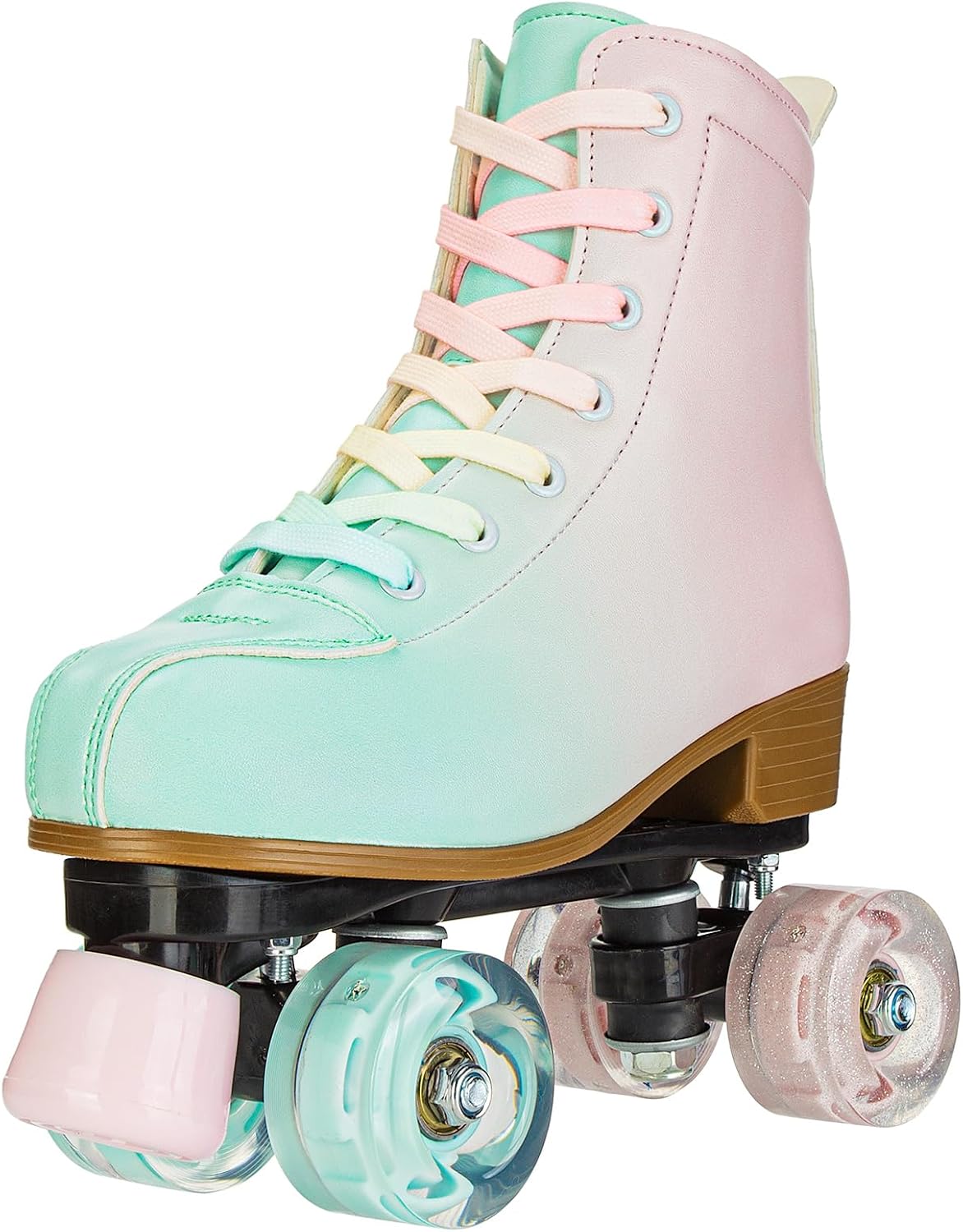 Women's Roller Skates,Double Row Skates Adjustable Leather High-top Roller Skates Perfect Indoor Outdoor Adult Roller Skates with Bag